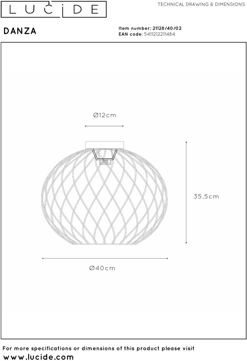 Lucide Danza Plafonnière Ø40cm - Mat Goud/Messing - afbeelding 6 van 6