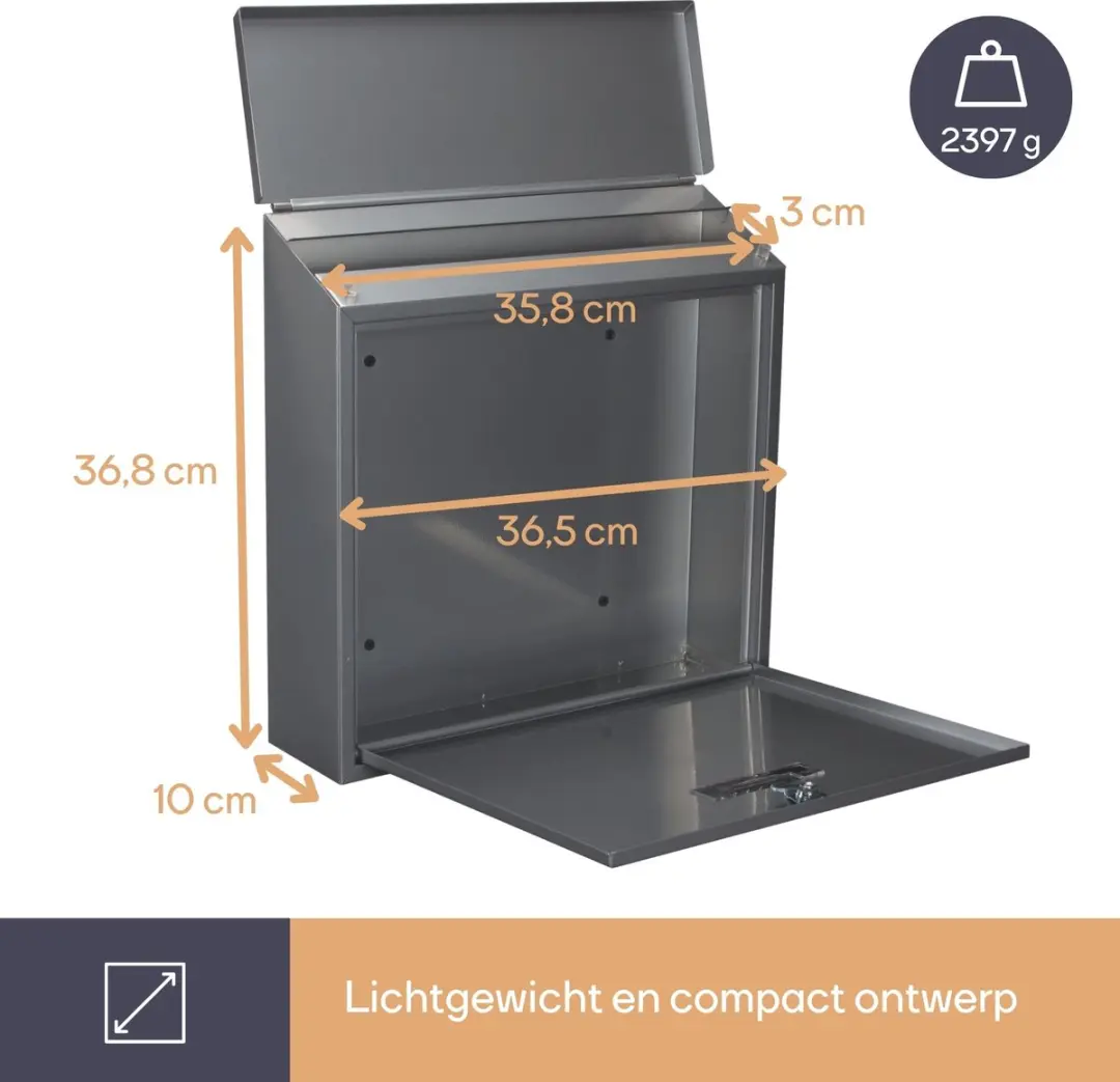 Perel Brievenbus Monaco BG30003 - 4 Bewoners - Zilvergrijs