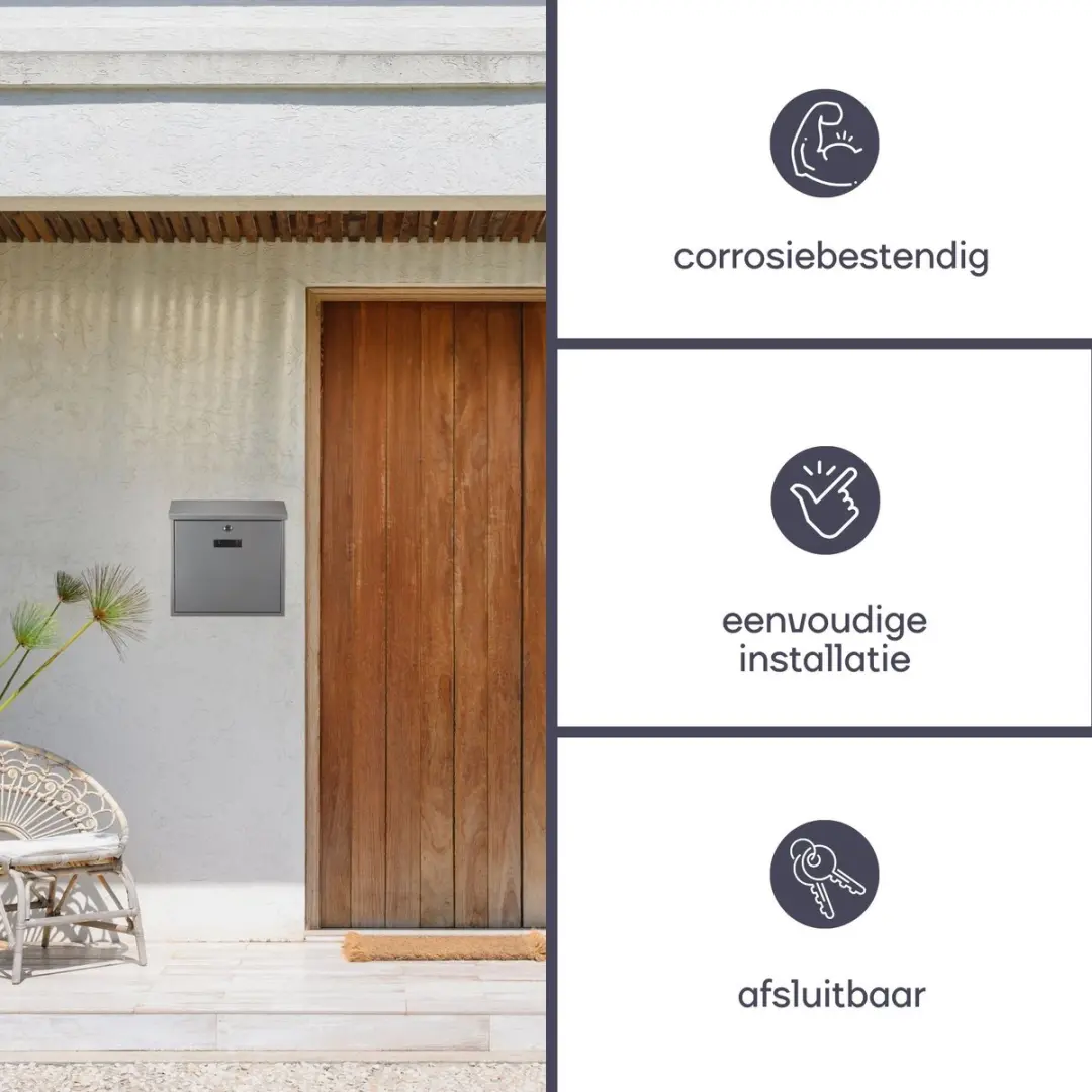 Perel Brievenbus Monaco BG30003 - 4 Bewoners - Zilvergrijs