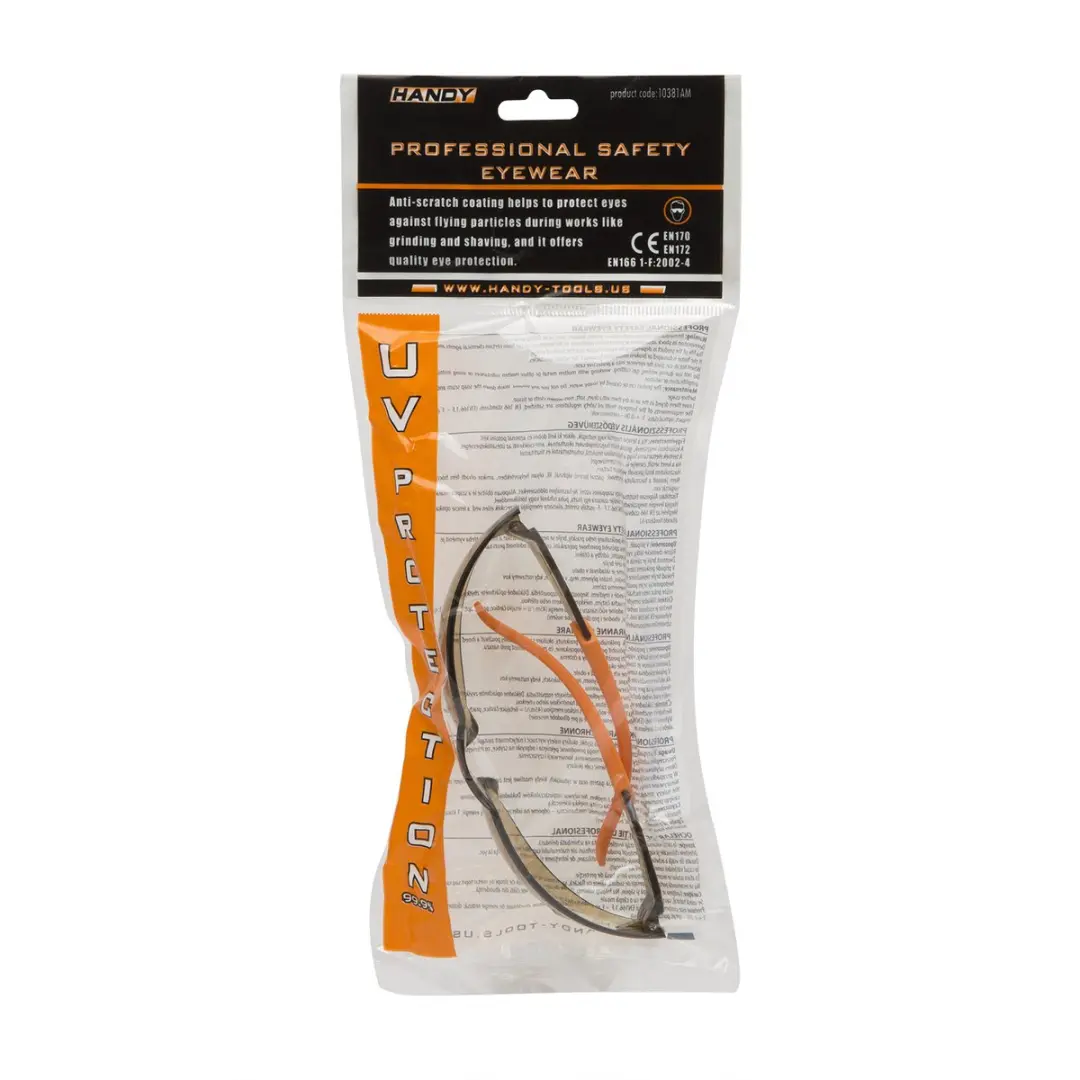 Handy Veiligheidsbril 10381AM - Amber - UV-Bescherming EN166/170/172