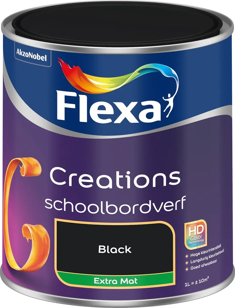 Flexa Creations Schoolbordverf Zwart 1L