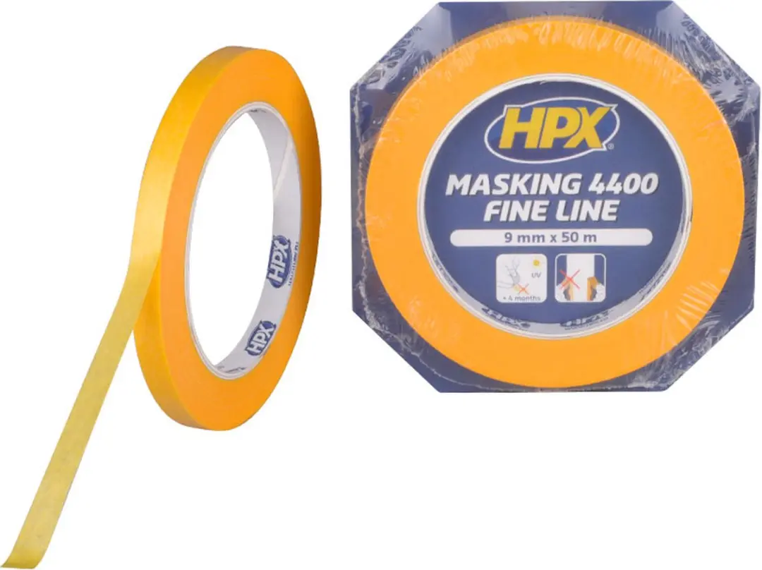 HPX 4400 Fine Line Afplaktape - 9mm x 50m - Oranje