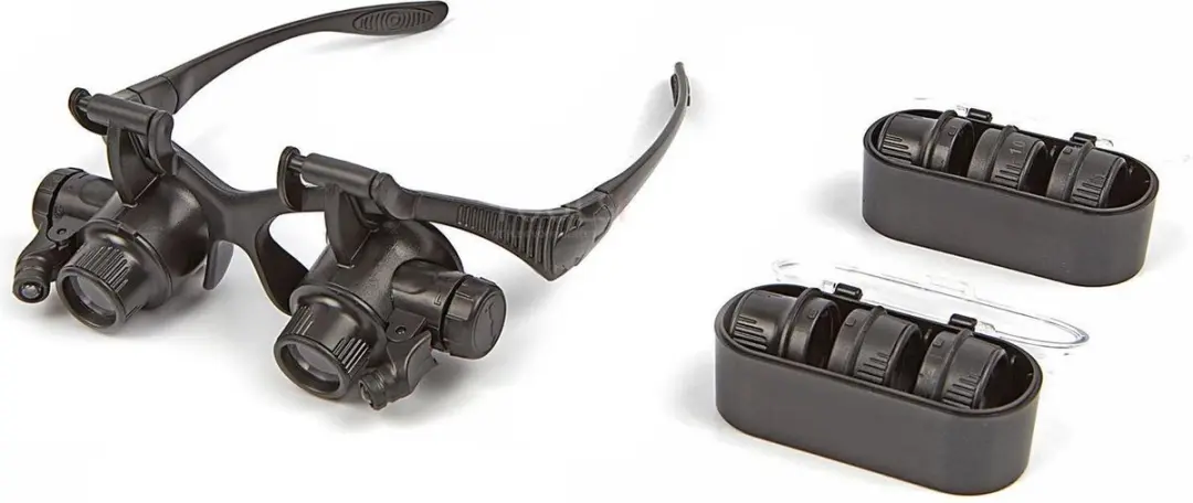 HBM Extra Sterke Loupe Bril met 4 Lenzen 10x, 15x, 20x, 25x