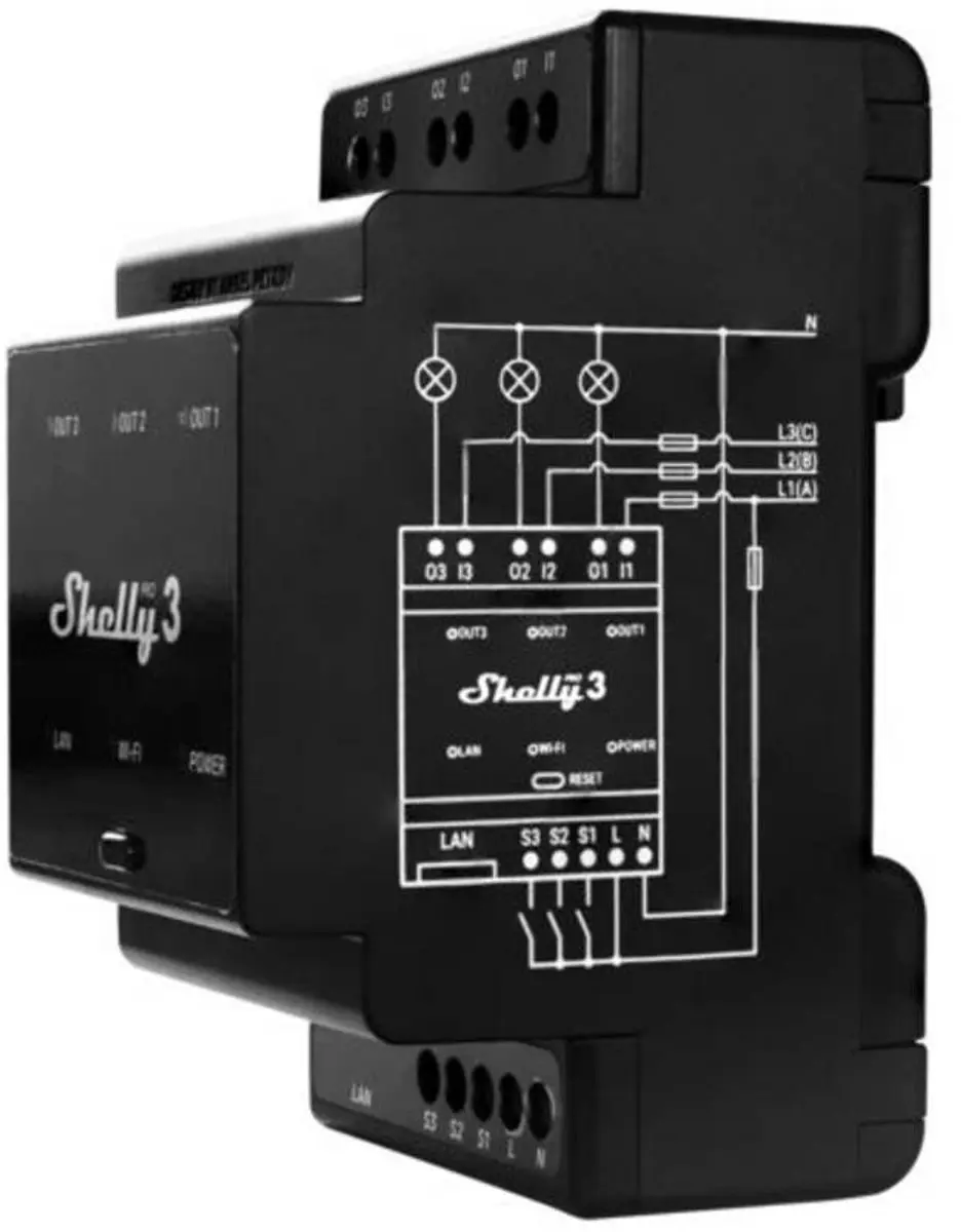 Shelly Pro 3 Shelly_Pro3 DIN-railrelais - WiFi/Bluetooth - afbeelding 6 van 6