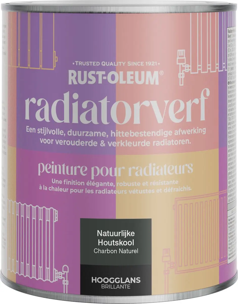 Rust-Oleum Radiatorverf Hoogglans Natuurlijke Houtskool 750ml