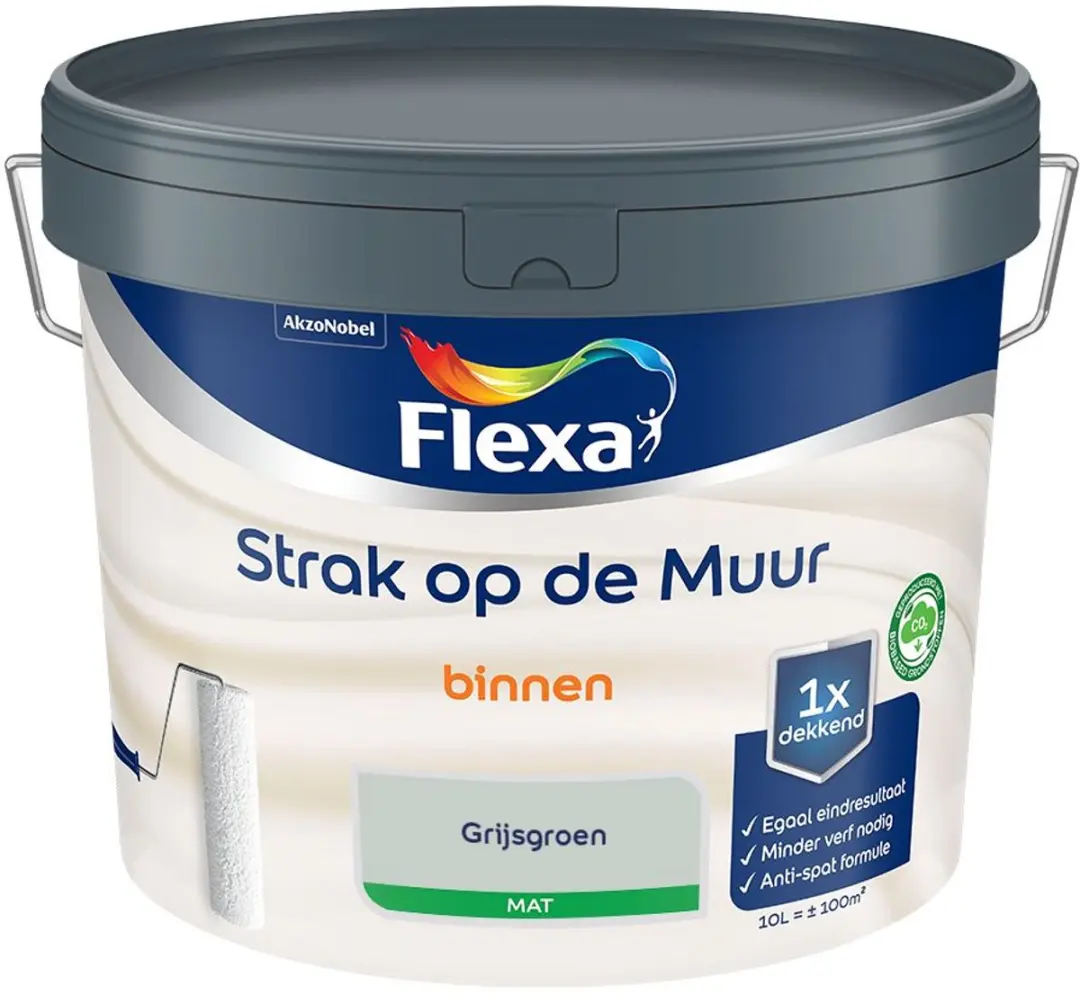 Flexa Strak Op De Muur Binnenmat Grijsgroen 10L