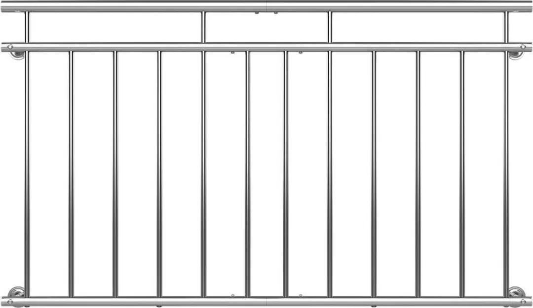 Monzana Franse Balkonreling 90x156cm - 7 Spijlen Zilver