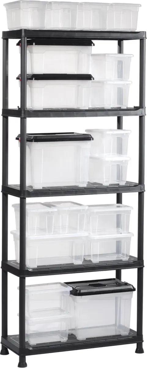 Keter Stellingkast 9509000-0022 - 5 Planken 75x32x176cm - Zwart