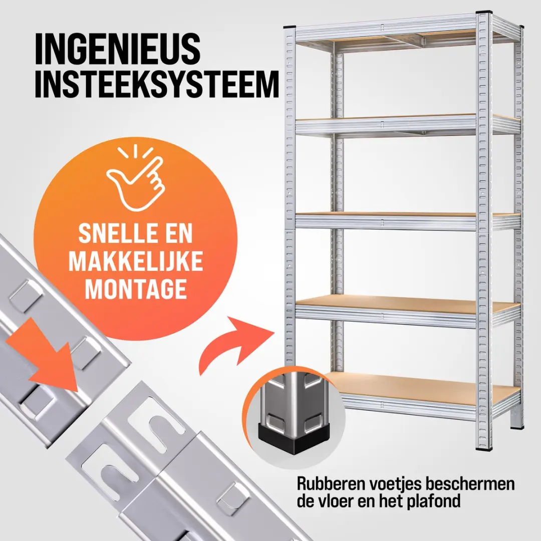 Monzana Stellingkast Set 2x 180x90x40cm - 10 Planken - Zilver