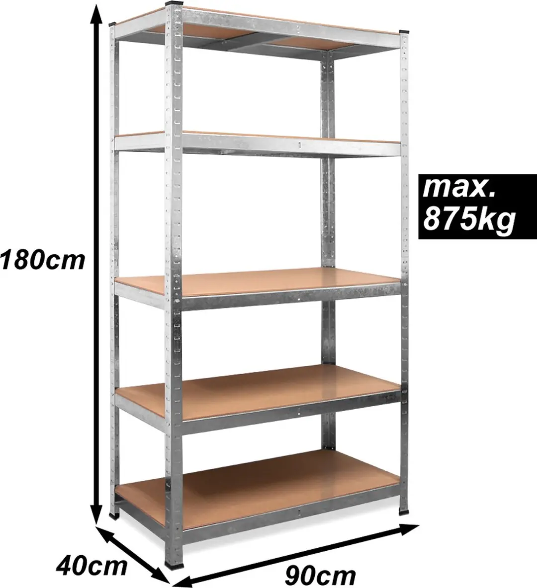 Monzana Stellingkast Set 10 Stuks 180x90x40cm - Zilver