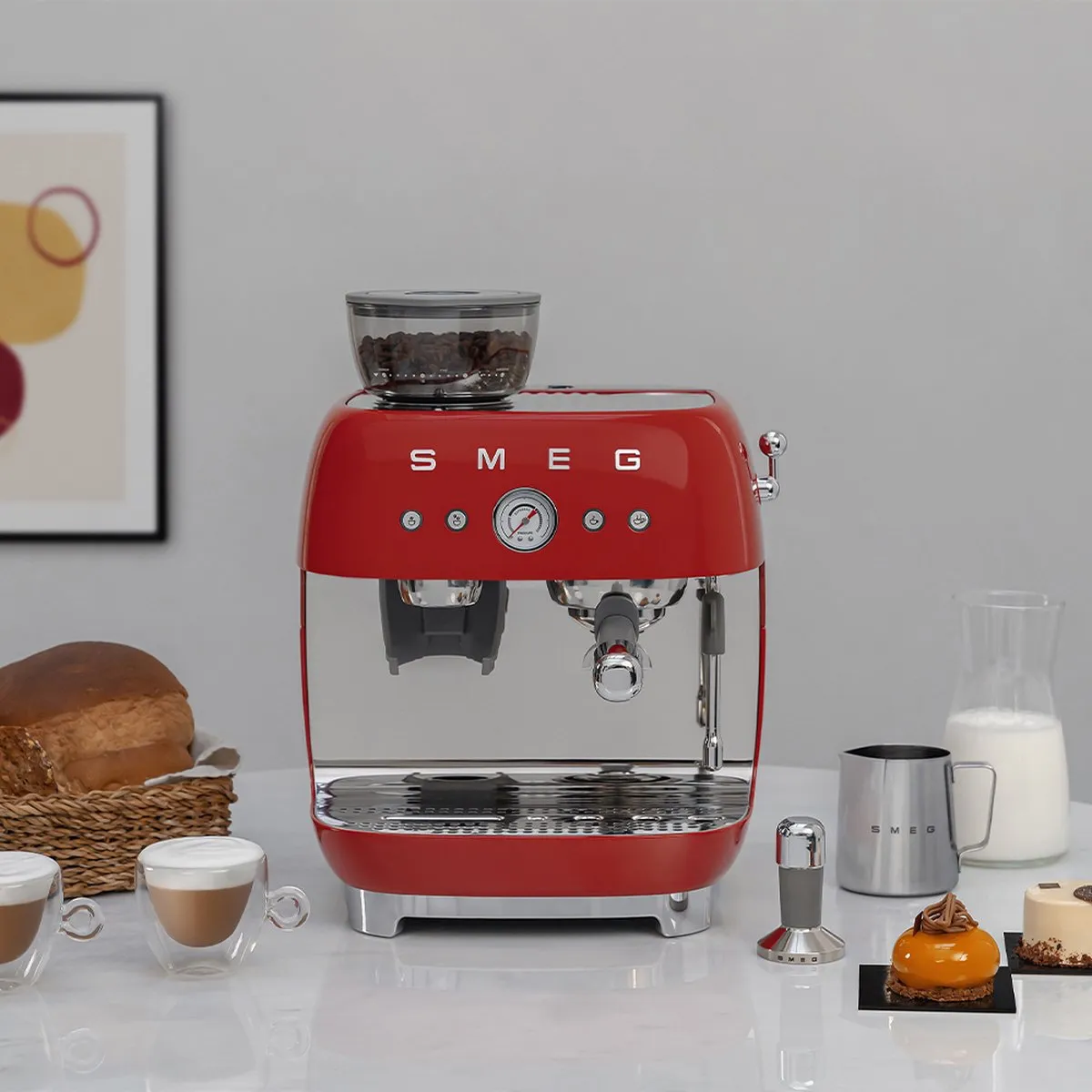 Smeg EGF03 Espressomachine met bonenmaler - Rood