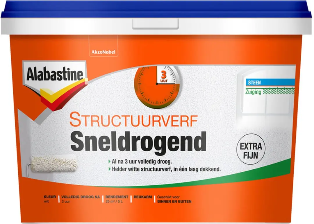 Alabastine Structuurverf Sneldrogend Wit 5L