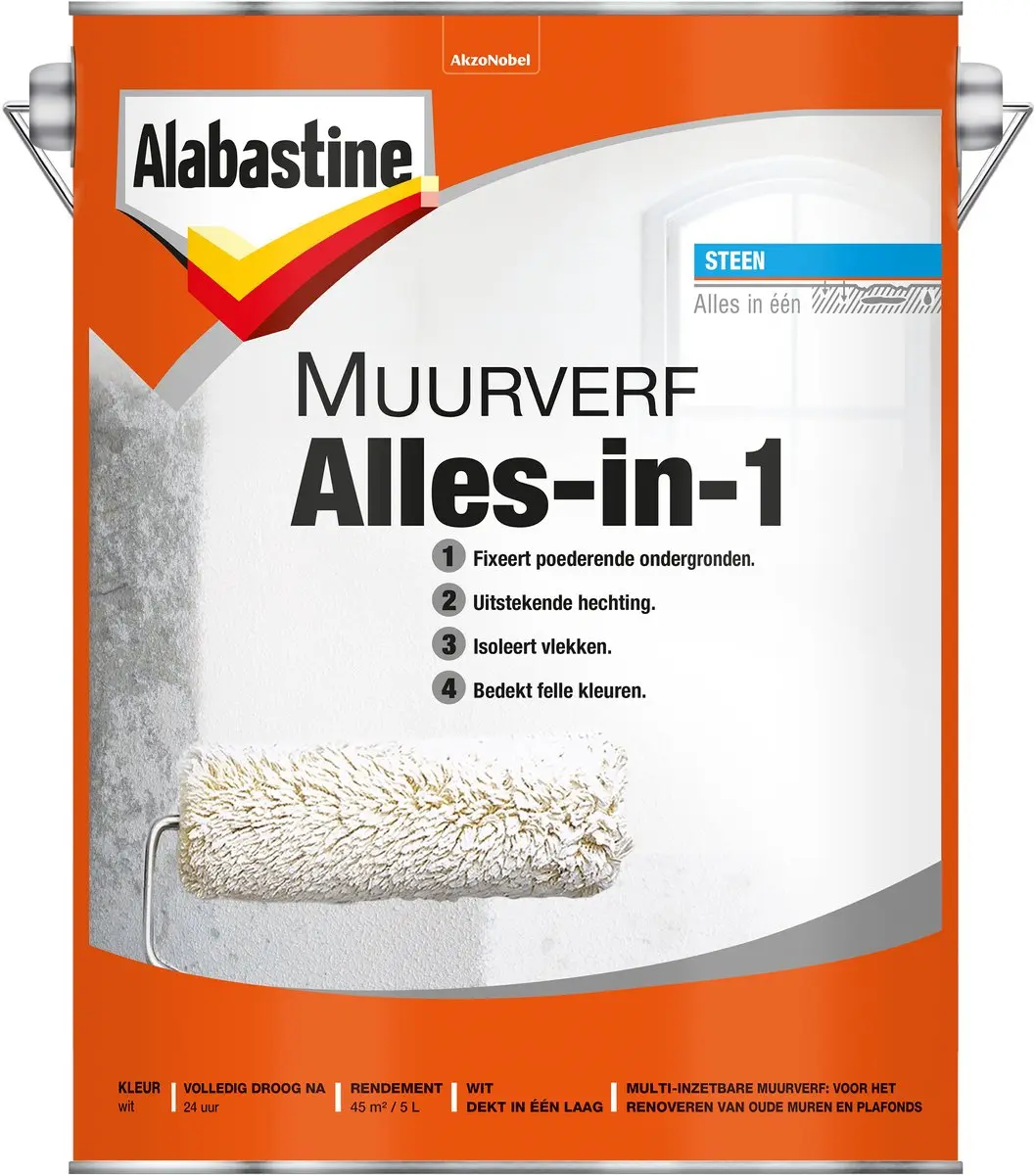 Alabastine Muurverf Alles-in-1 5L - Wit