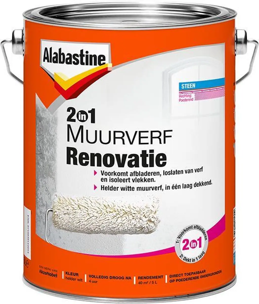 Alabastine Muurverf Alles-in-1 5L - Wit