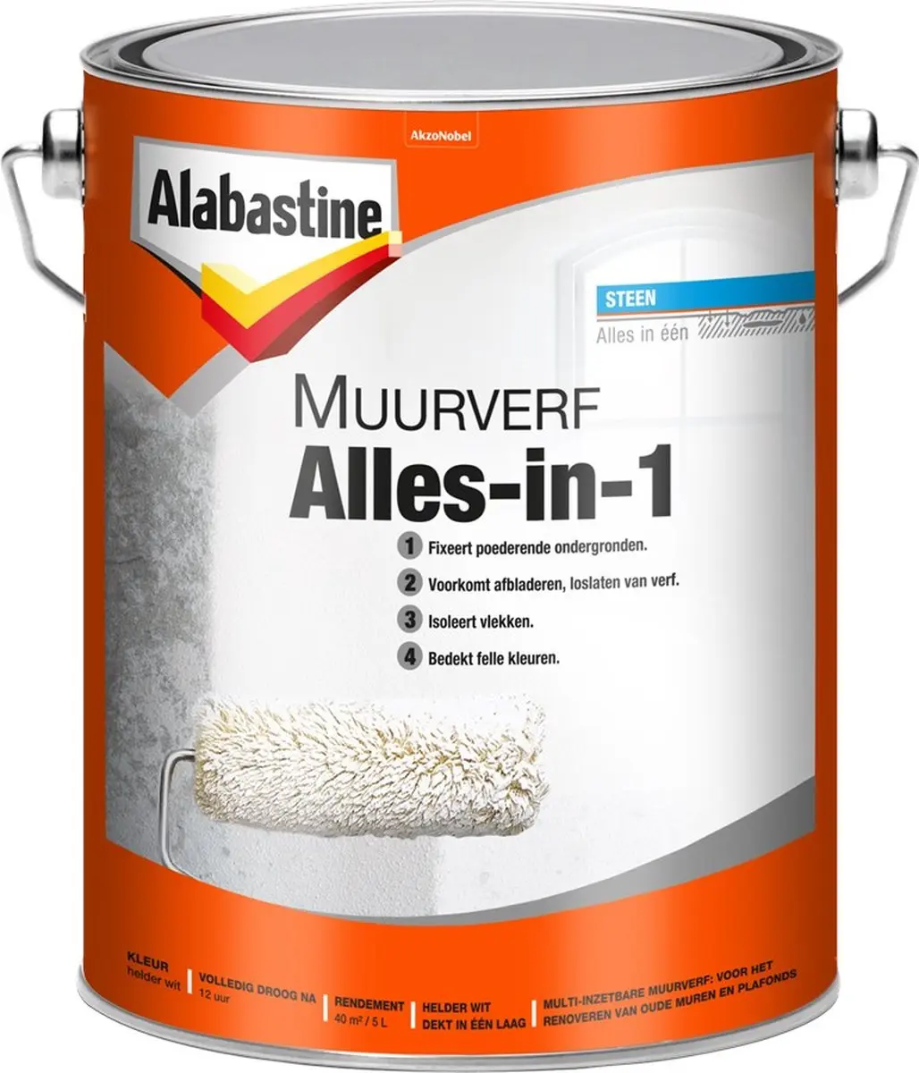 Alabastine Muurverf Alles-in-1 5L - Wit