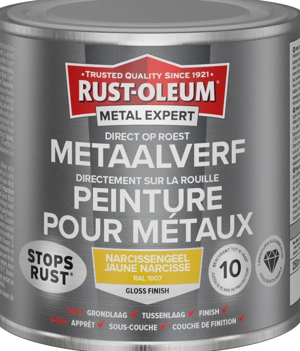 Rust-Oleum Metal Expert Direct Op Roest Metaalverf 750ml - RAL 1007 Geel