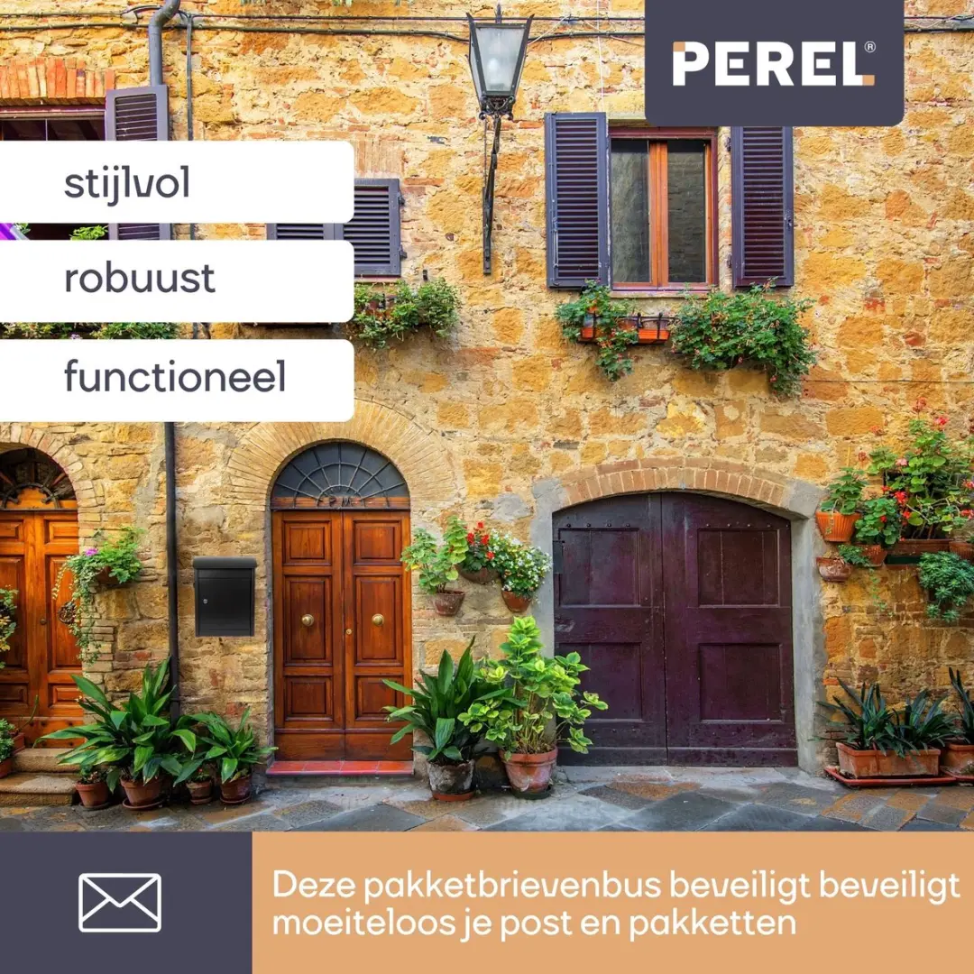 Perel Malmö Antidiefstal Pakketbrievenbus 50.5x42x26cm - Zwart