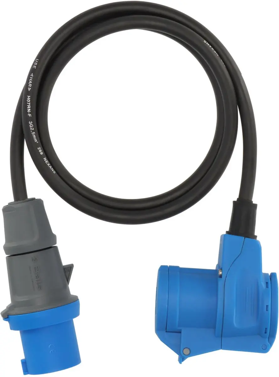 Brennenstuhl CEE Verloopkabel Camping 1,5m - 230V/16A - IP44 - Zwart/Blauw