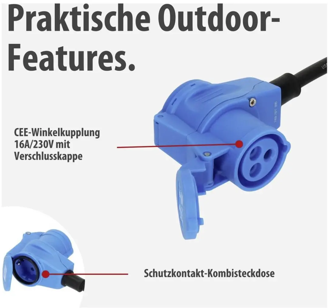 Brennenstuhl CEE Verloopkabel Camping 1,5m - 230V/16A - IP44 - Zwart/Blauw