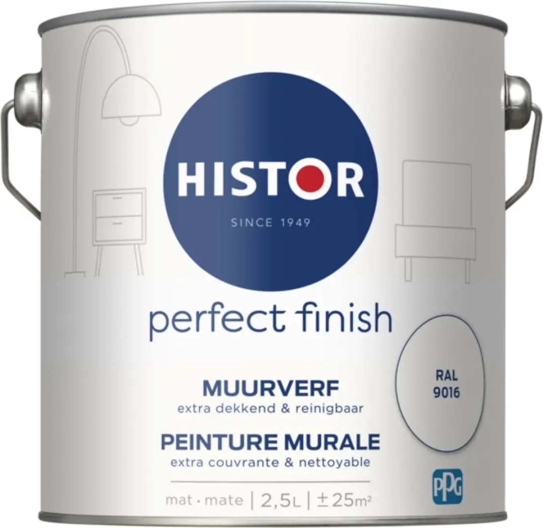 Histor Perfect Finish Muurverf Mat RAL 9016 Wit