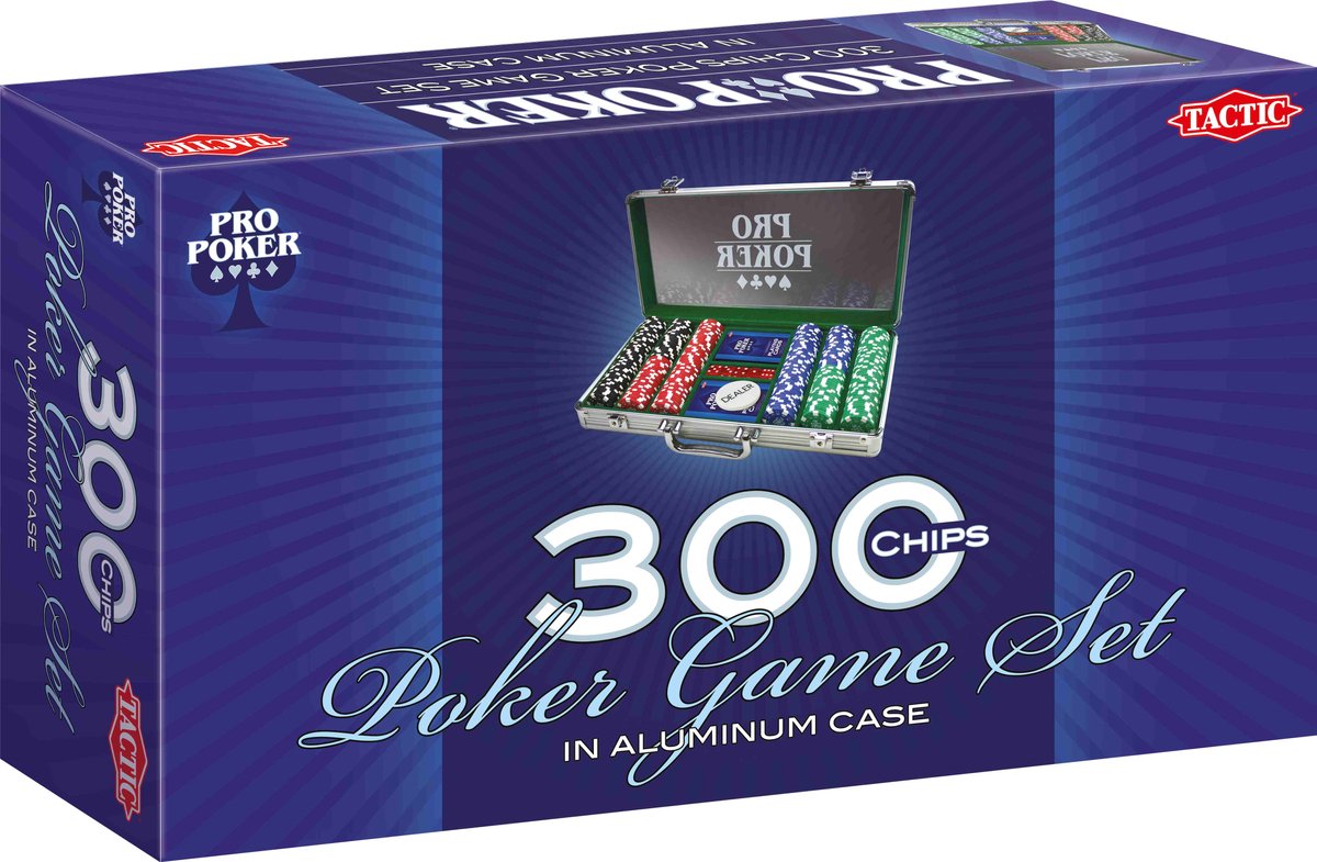 Tactic Pro Poker Set – Pokerset – Luxe Aluminium Koffer – 300 Chips van 11,5 gram – Inclusief Kaarten, Dobbelstenen en Dealer Button – Vanaf 14 Jaar
