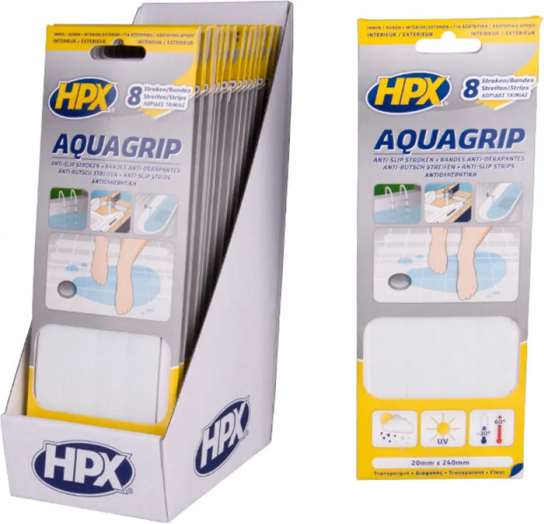 HPX Aqua Grip Anti-Slip Tape 20mm x 240mm - 8 Stuks