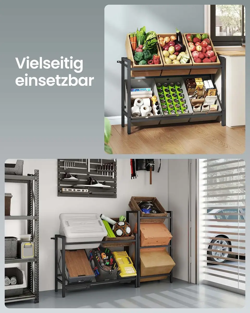 Songmics Drankkrattenrek 2-niveaus - 6 Stuks - Zwart - afbeelding 6 van 6