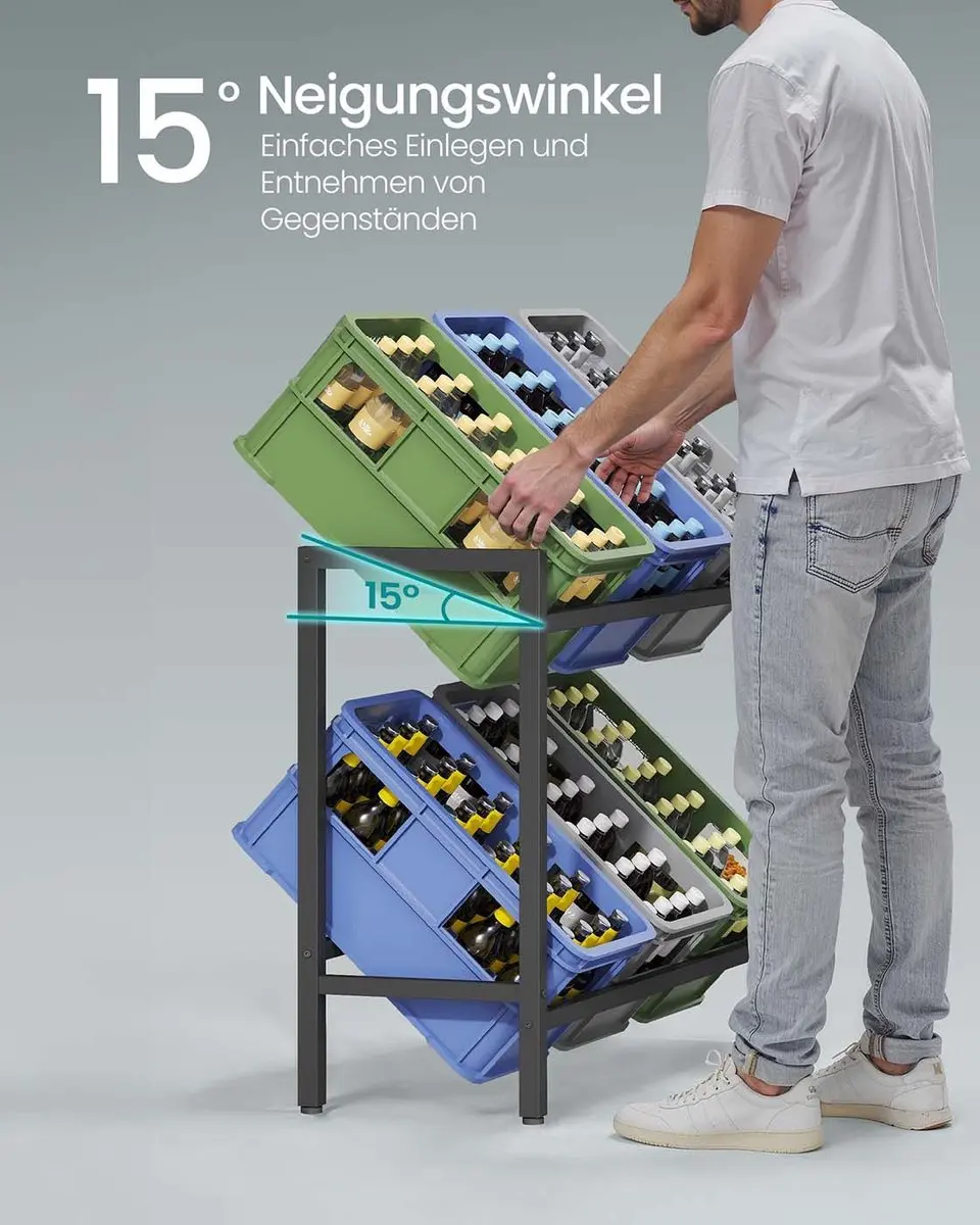 Songmics Drankkrattenrek 2-niveaus - 6 Stuks - Zwart - afbeelding 4 van 6