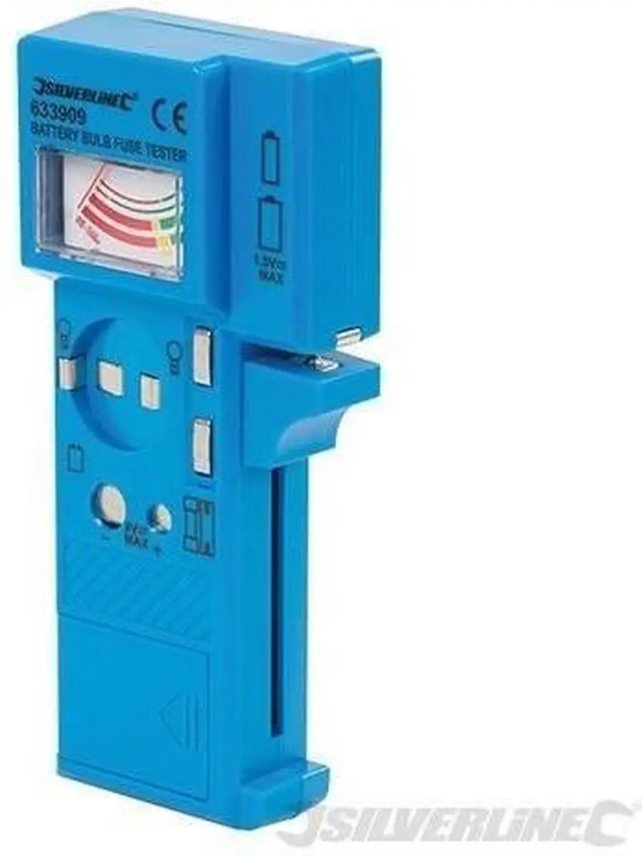 Silverline Batterij Tester 1,5V-9V - Zwart
