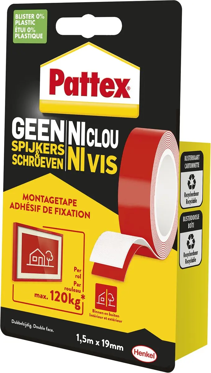 Pattex Geen Spijkers & Schroeven Montagetape 120kg