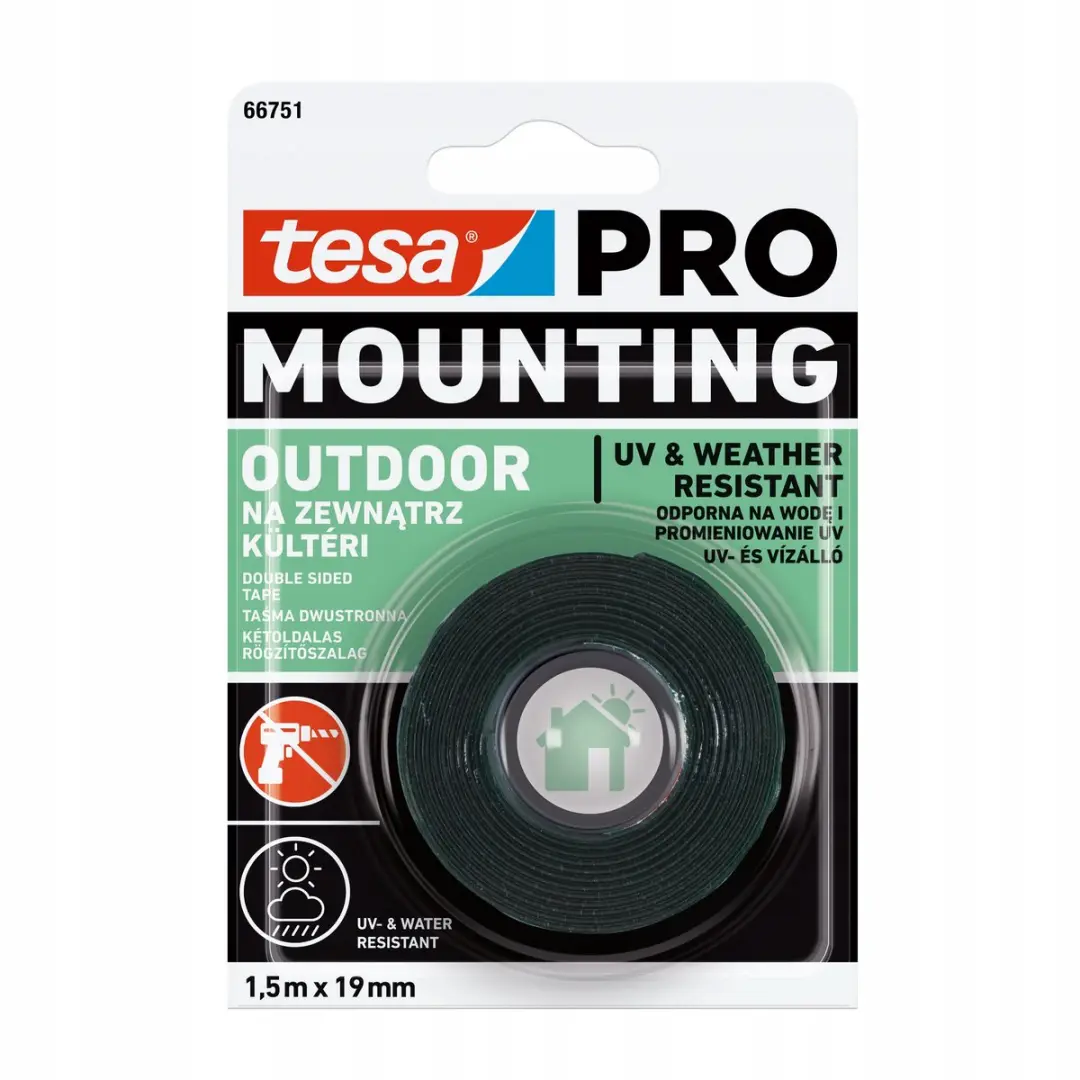 Tesa PRO Montageband Buiten 19mm x 1.5m - Transparant