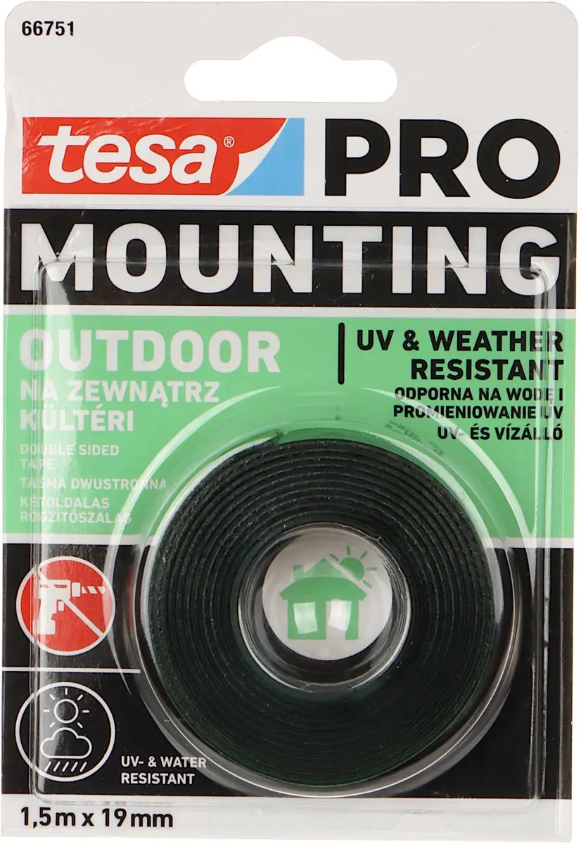 Tesa PRO Montageband Buiten 19mm x 1.5m - Transparant