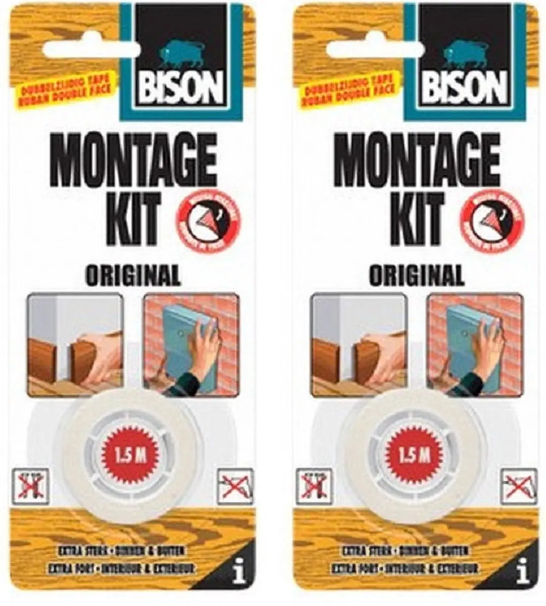 Bison Transparante Montagekit Tape 2x 19mm x 1,5m