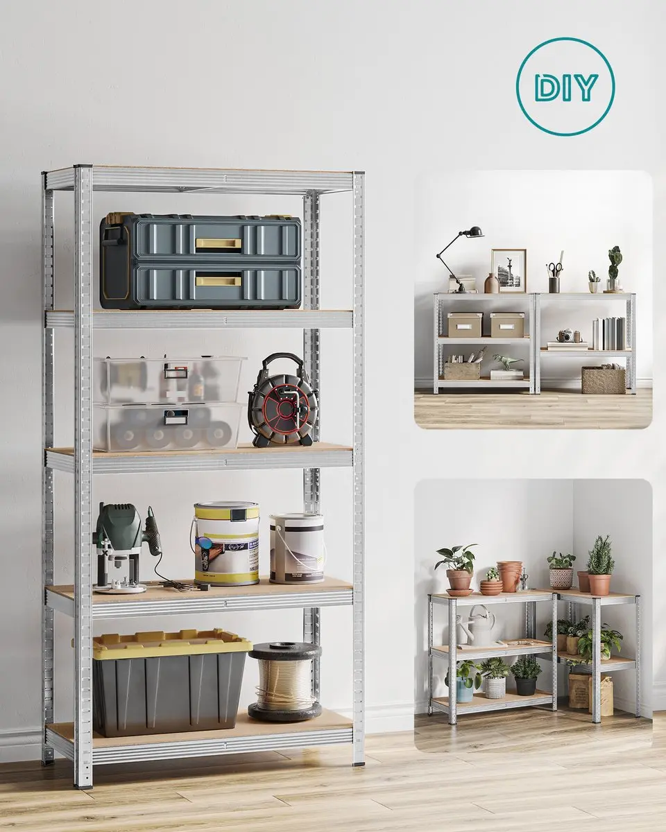 Songmics Stellingkast Opbergrek 5 Verstelbare Legplanken - 875 kg Zilver - afbeelding 6 van 6