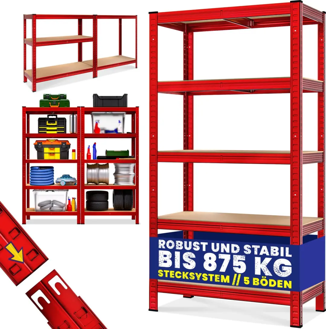 Monzana Stellingkast Set 2x 180x90x40cm - 1750kg - Rood