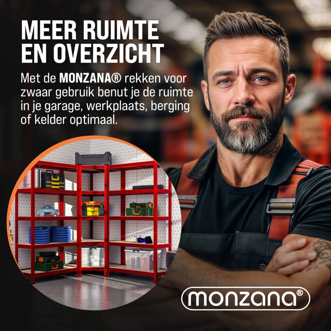 Monzana Stellingkast 996809 - Set van 3 Hoek 190x90x40cm - Rood