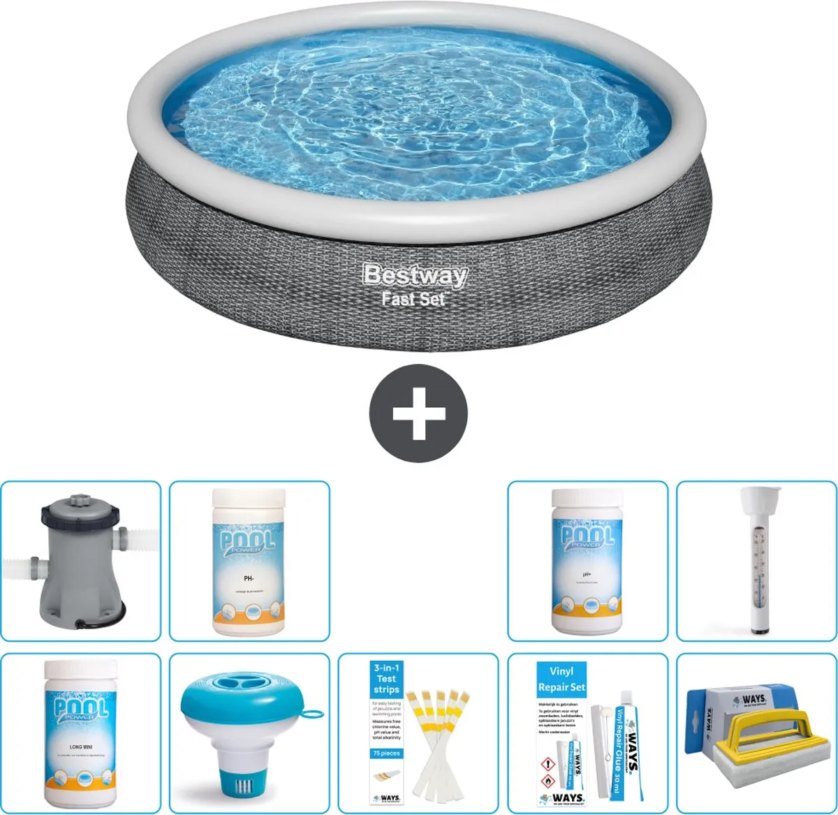 Bestway Rond Opblaaszwembad 366cm Fast Set