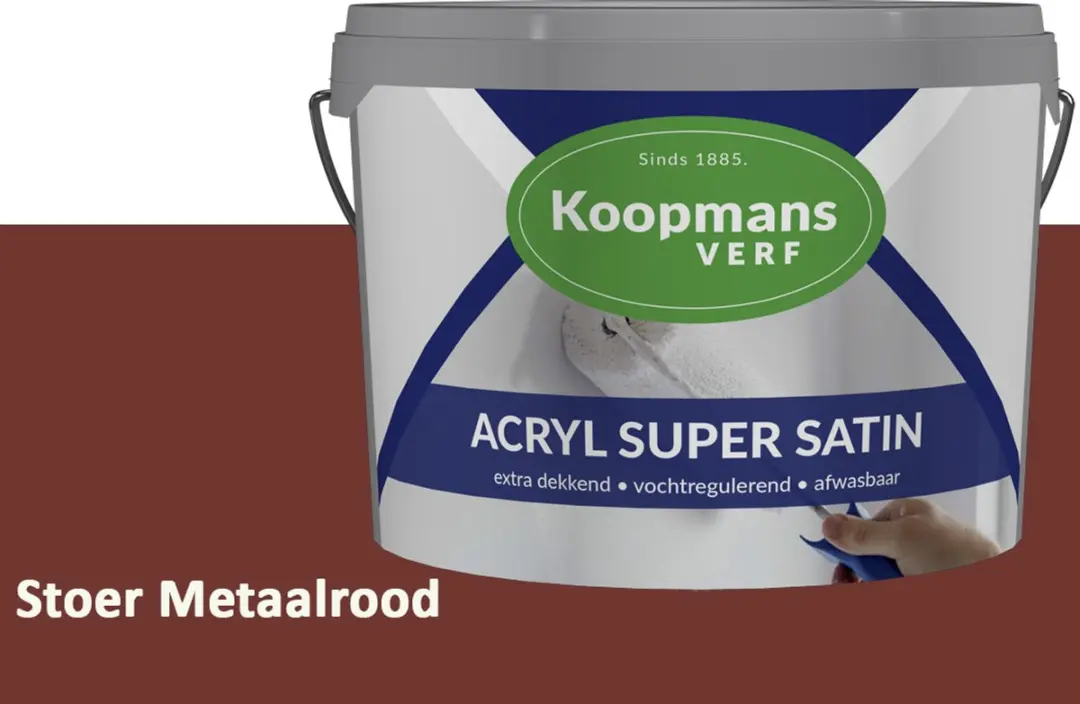 Koopmans Acryl Super Satin Zijdeglans Muurverf 1L - Stoer Metaalrood