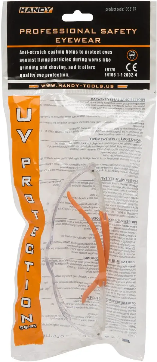 Handy Veiligheidsbril 10381TR - UV-Bescherming EN166/170/172 - Transparant/Oranje