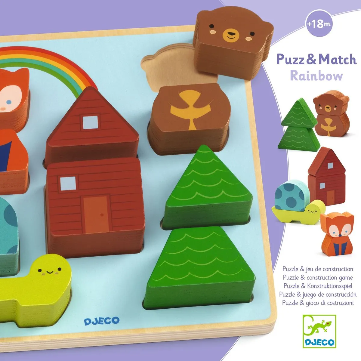 Djeco Puzz & Match Rainbow Houten Puzzel 100 Stuks - Meerkleurig - afbeelding 5 van 6