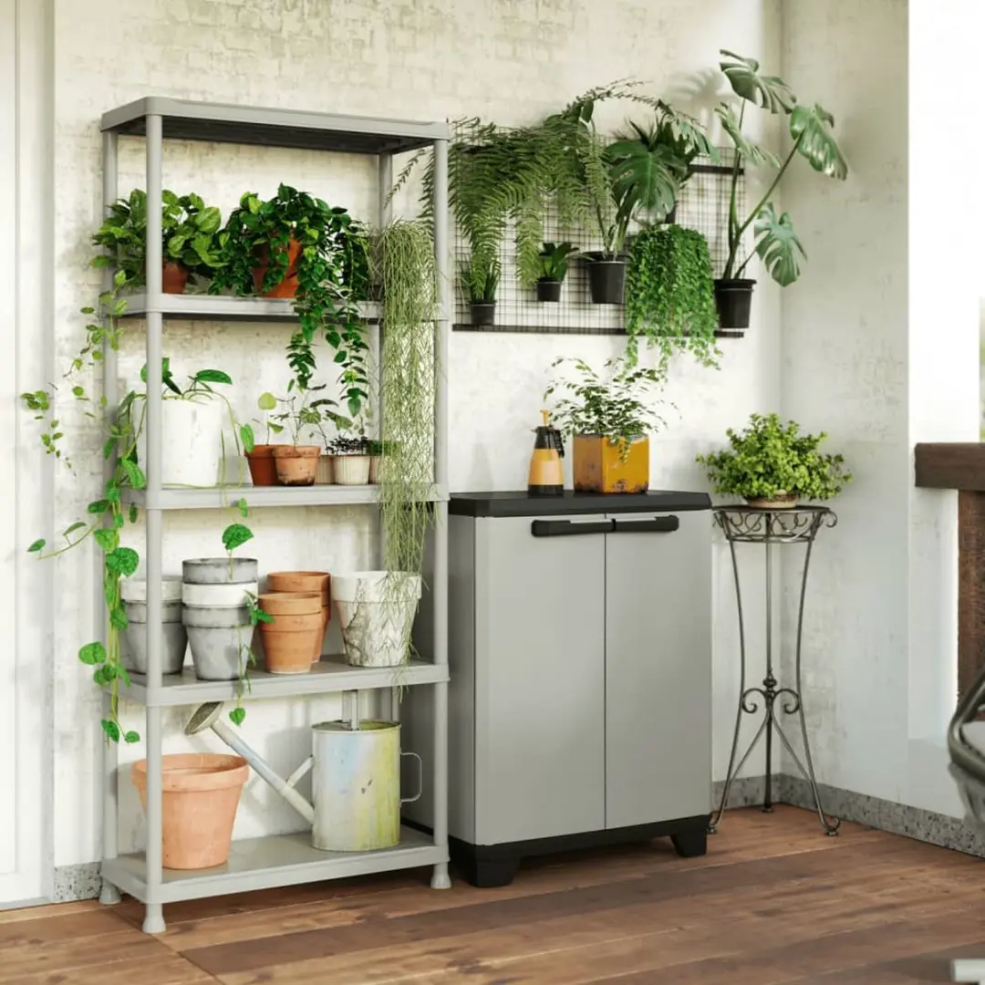 Keter Planet Lage Kast 68x39x90cm - Grijs/Zwart