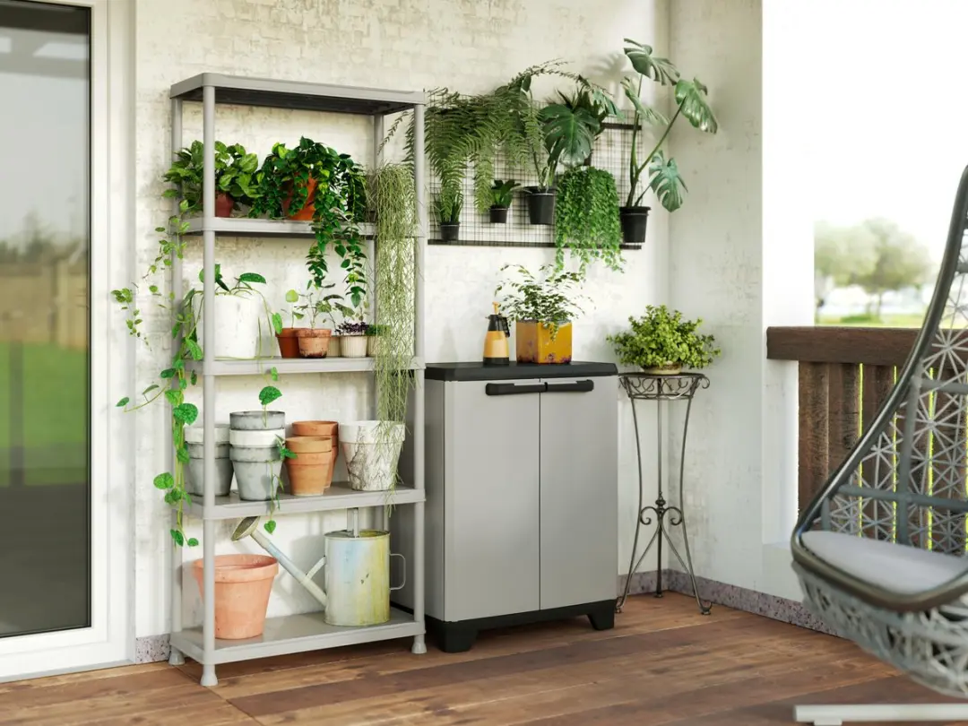 Keter Planet Lage Kast 68x39x90cm - Grijs/Zwart