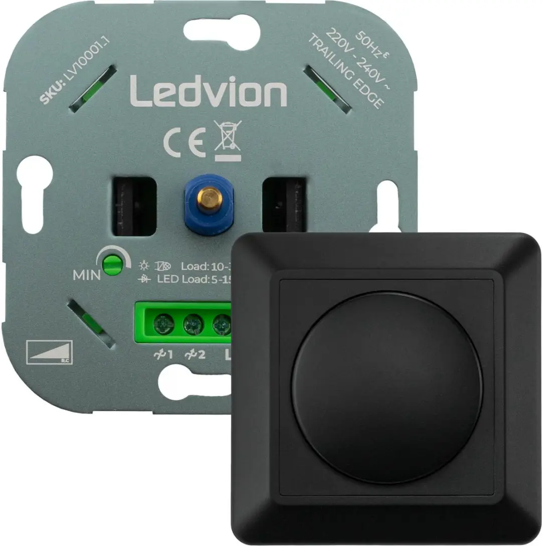 LEDVION LED Dimmer 5-150W - Universeel - Zwart