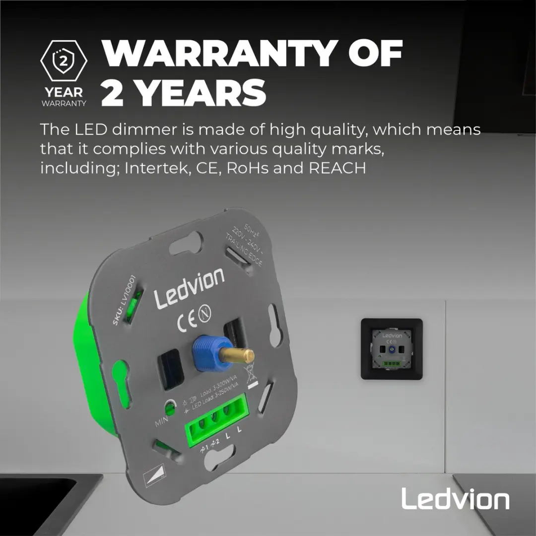 LEDVION LED Dimmer 5-150W - Universeel - Zwart