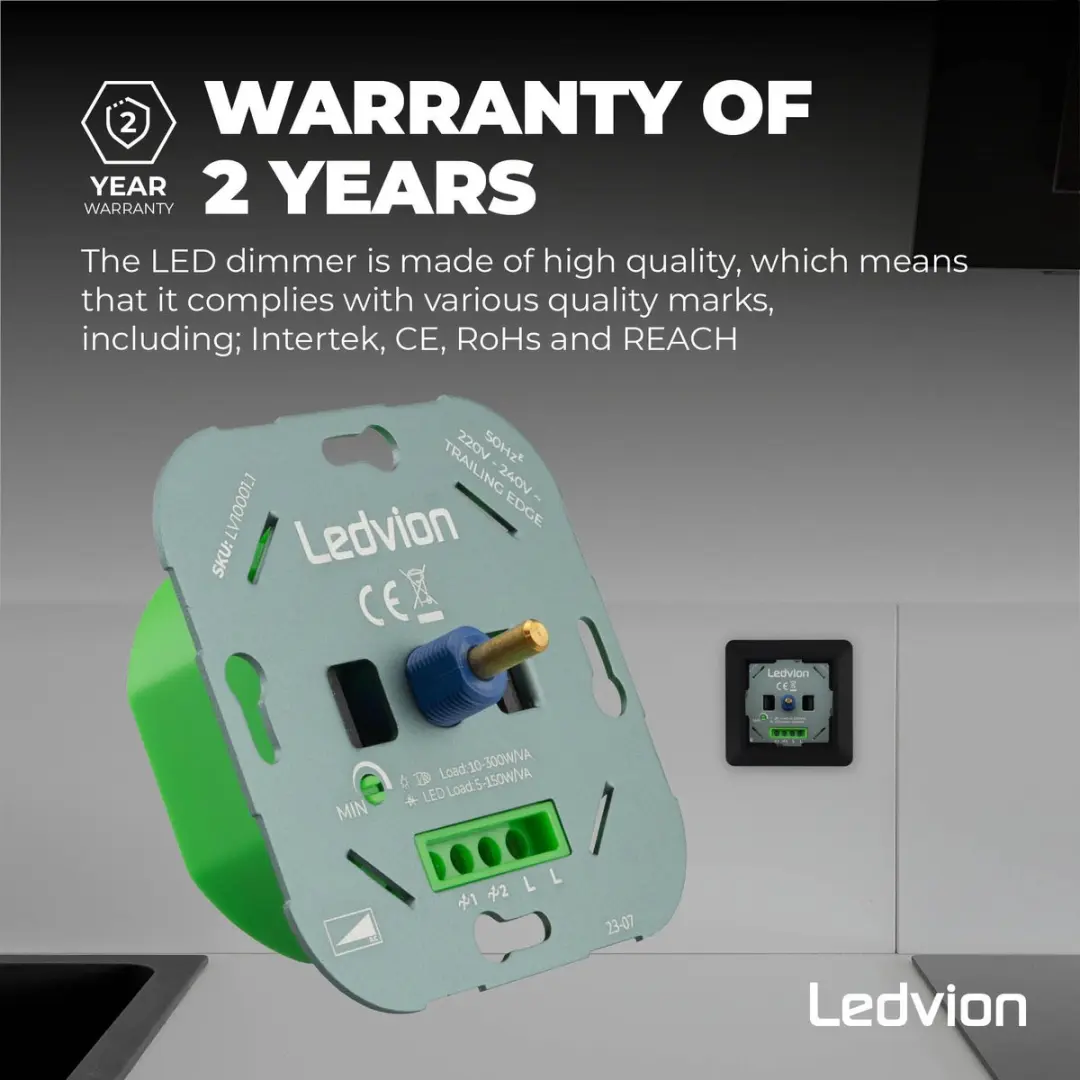 LEDVION LED Dimmer 5-150W - Universeel - Zwart