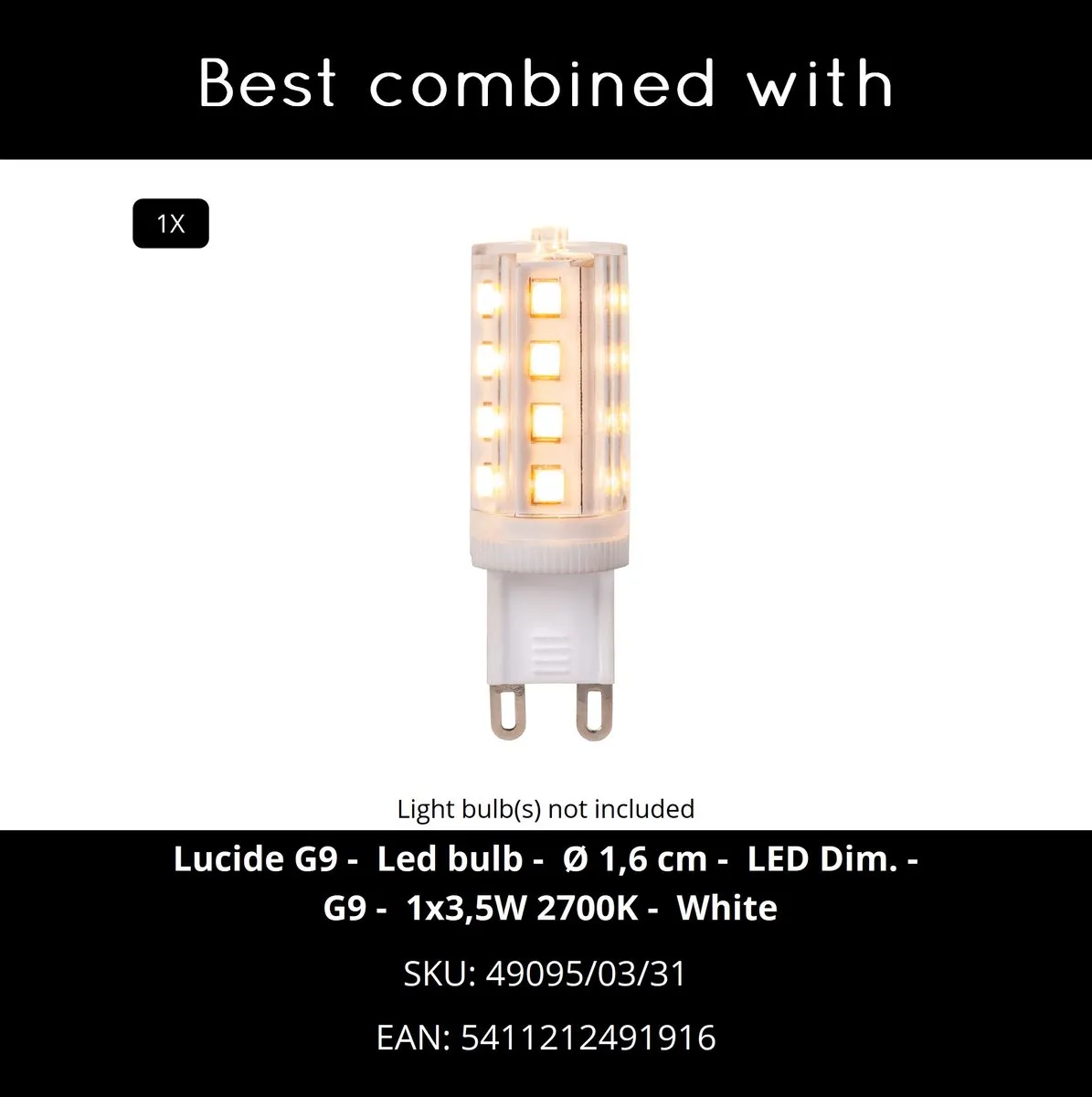 Lucide Glitzer Goud Tafellamp Ø14cm - 1xG9 5W
