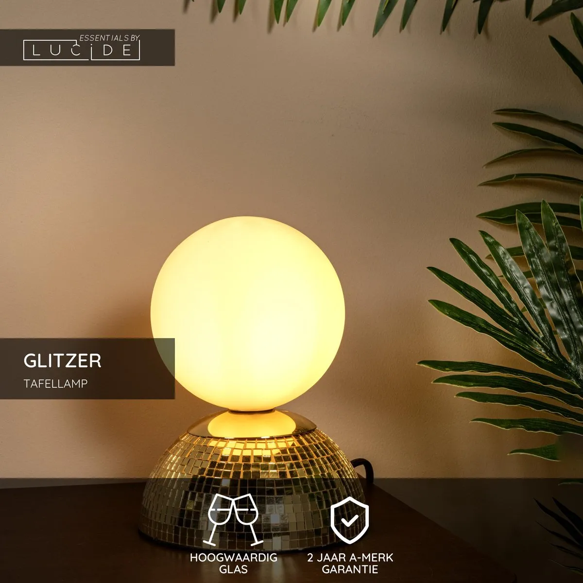 Lucide Glitzer Goud Tafellamp Ø14cm - 1xG9 5W