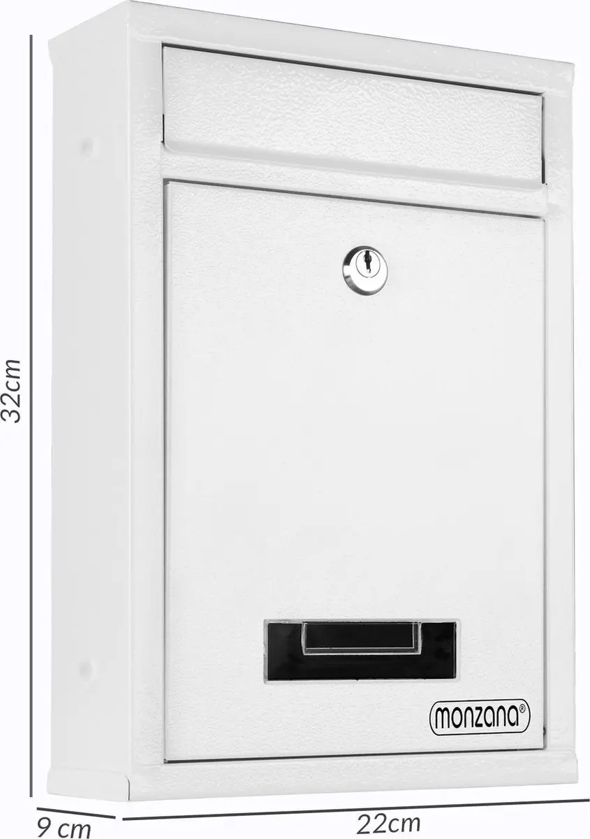 Monzana Brievenbus 32x22x9cm Cilinderslot - Wit