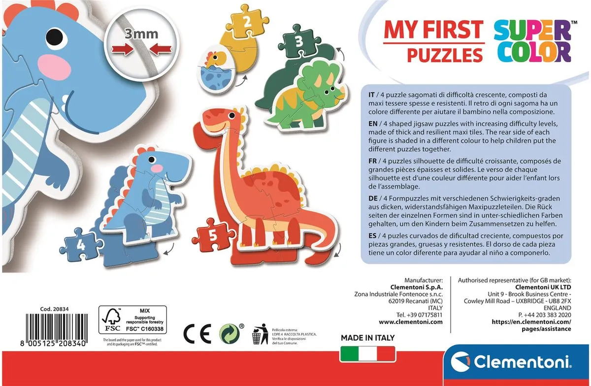Clementoni My First Puzzles Dinosaurus 14 Stuks - Multicolor