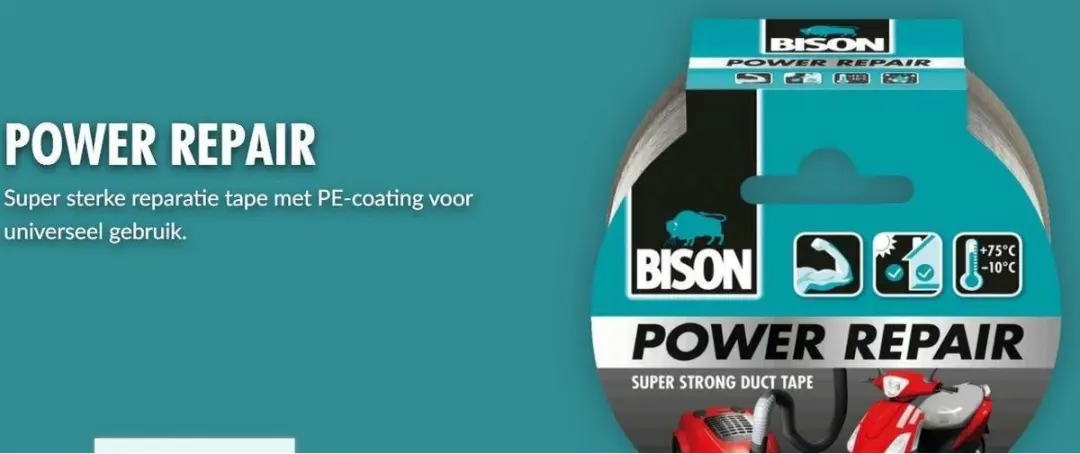 Bison Power Repair Tape Grijs 10m
